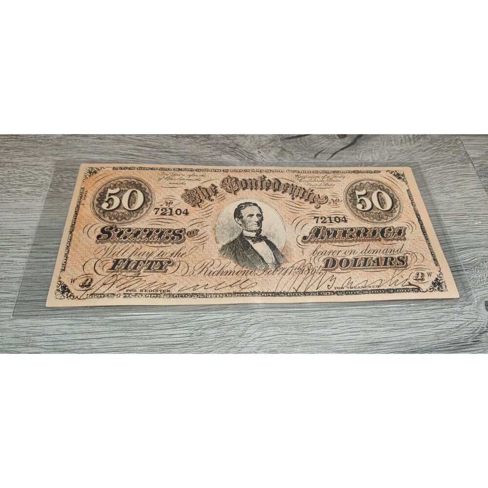 1864 Confederate States of America $50 Dollar Richmond Facsimile Bank Note